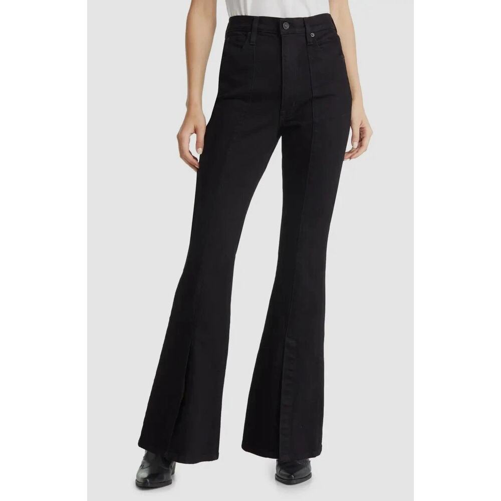 SLVRLAKE Cotton Denim Indiana High Rise Split Hem Flare Jeans Black Women's Size